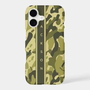 Green military camouflage pattern with name
