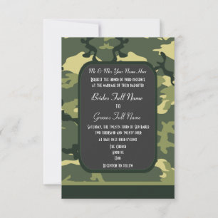 Green military camouflage wedding invitation
