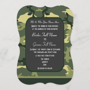 Green military camouflage wedding invitation
