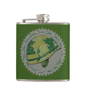 Green Military Helmet Hip Flask