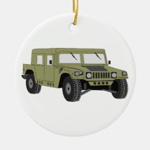 Green Military Humvee Ceramic Tree Decoration