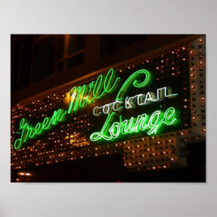 Green Mill, Chicago, Vintage Neon Sign Poster