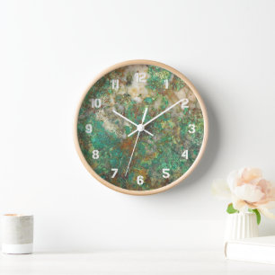 Green Mineral Stone w/White Numerals Clock