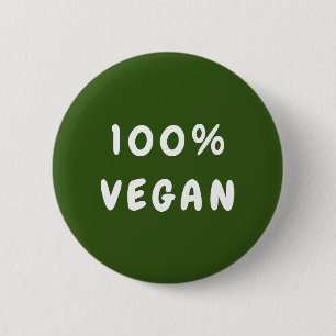 Green Minimal 100% VEGAN 6 Cm Round Badge
