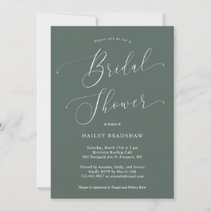 Green Minimal Bridal Shower Invitation