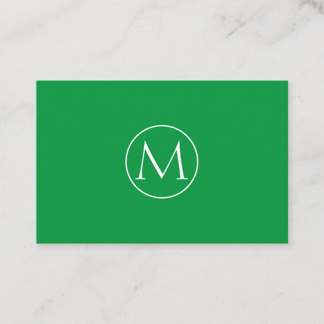Green Minimal Monogram Business Card (Front)
