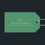 Green Minimal Personalised Gift From Family Name  Gift Tags<br><div class="desc">Minimalist Personalised A Gift From Family Name Gift Tags in Green</div>