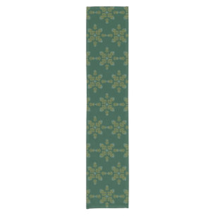 Green Minimal South Indian Kolam Design Short Table Runner