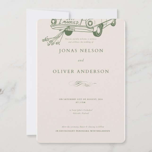 Green Minimal Wedding Invitation 2025 (Front)