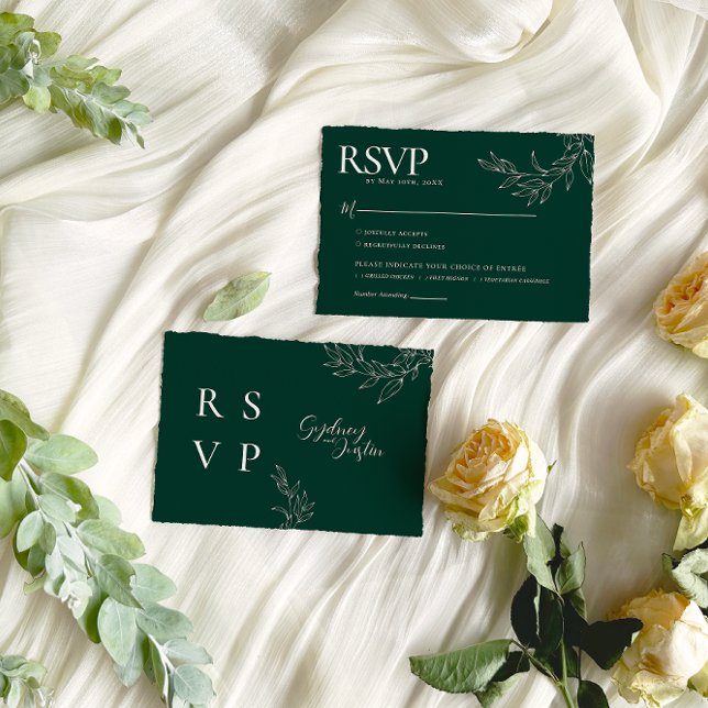 Green Minimalist Autumn Wedding RSVP Card (Creator Uploaded)