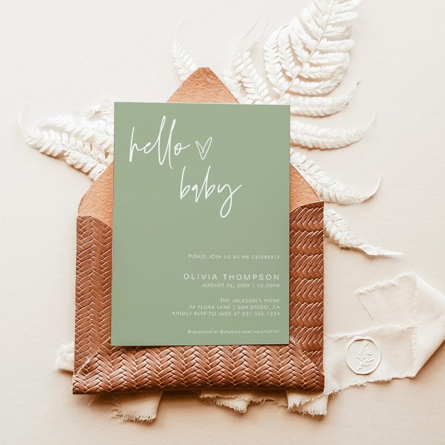 Green Minimalist Baby Shower | Gender Neutral Invitation (Creator Uploaded)