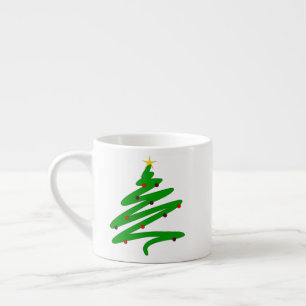 Green Minimalist Christmas Tree Doodle Espresso Cup