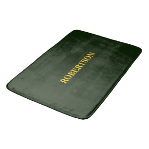 Green minimalist custom name bath mat