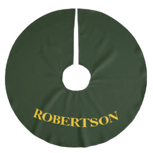 Green minimalist custom name  brushed polyester tree skirt