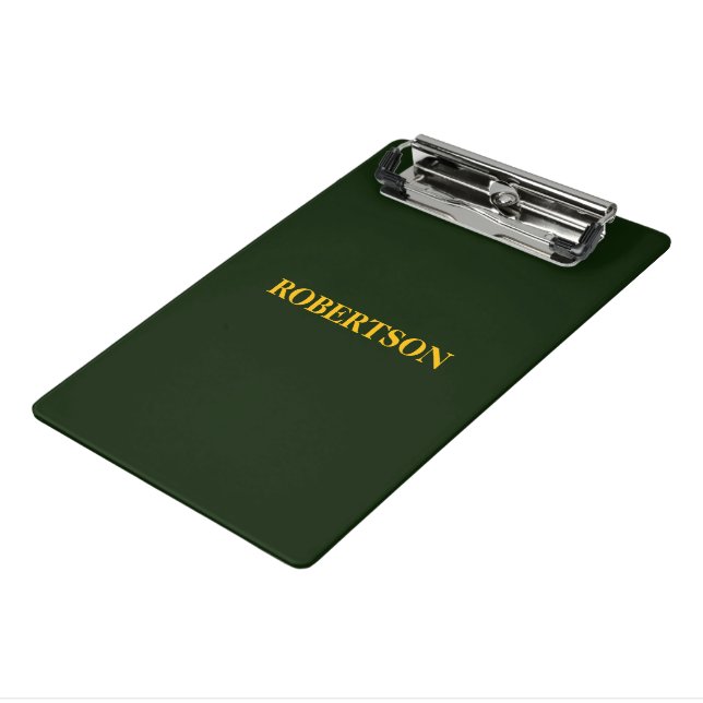 Green minimalist custom name  mini clipboard (Angled3)