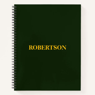 Green minimalist custom name notebook