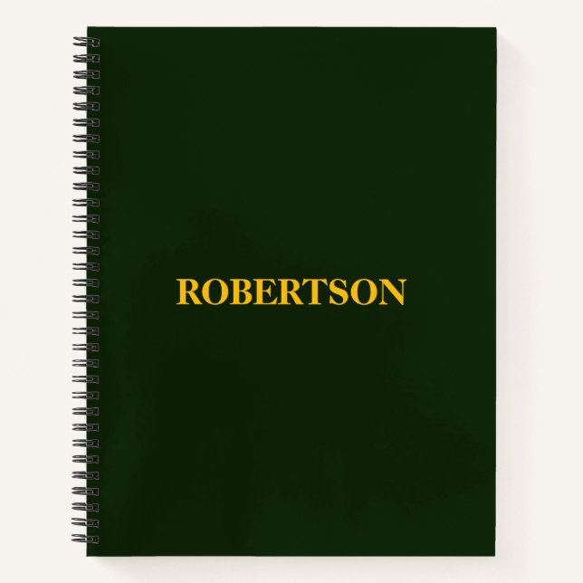 Green minimalist custom name  notebook (Front)