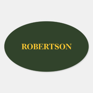 Green minimalist custom name oval sticker
