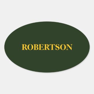 Green minimalist custom name  oval sticker
