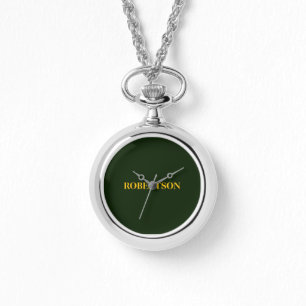Green minimalist custom name  watch