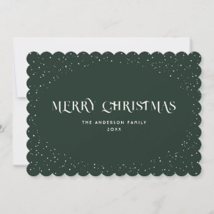 Green Minimalist Elegant Snow Merry Christmas Card