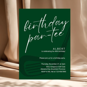 Green Minimalist Men Golf Birthday Par-Tee Invitation