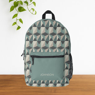 Green Minimalist Modern Geometric Pattern Printed Backpack