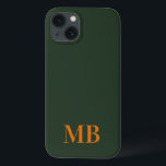 Green Minimalist Modern Initial Monogram iPhone 13 Case<br><div class="desc">Green Minimalist Modern Initial Monogram Phone Case. Create your own personalised iPhone Case with custom initial name.</div>