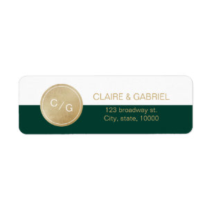 Green minimalist modern monogram return address