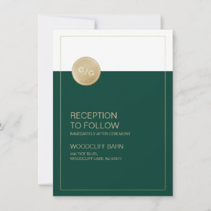 Green minimalist modern wedding reception card