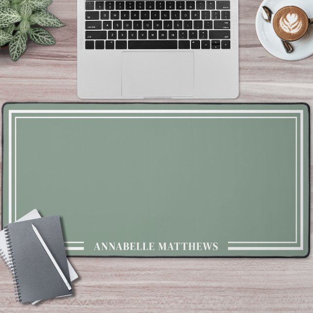 Green Minimalist Monogram Desk Mat (Green Minimalist Monogram Desk Mat )