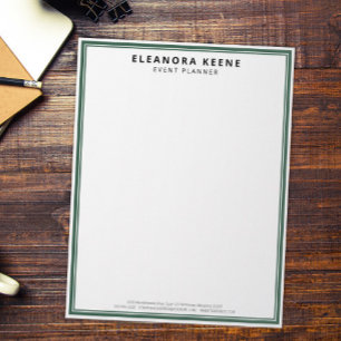 Green Minimalist Personalised Business Stationery, Custom Letterhead