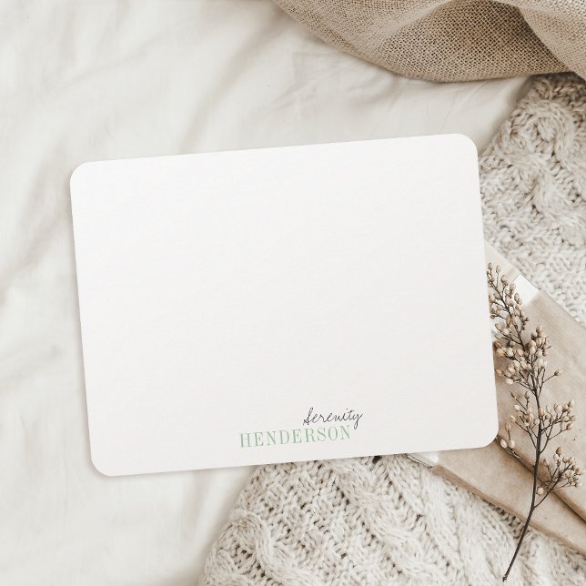 Green Minimalist personalised stationery Card (Green Minimalist personalized stationery Note Card)