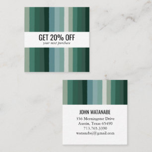 Green Minimalist Stripes Handmade  Discount Card