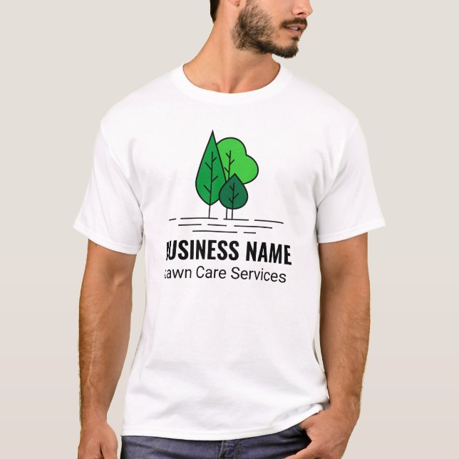 Green Minimalist Tree Landscaping Lawn Care T-Shirt (Front)