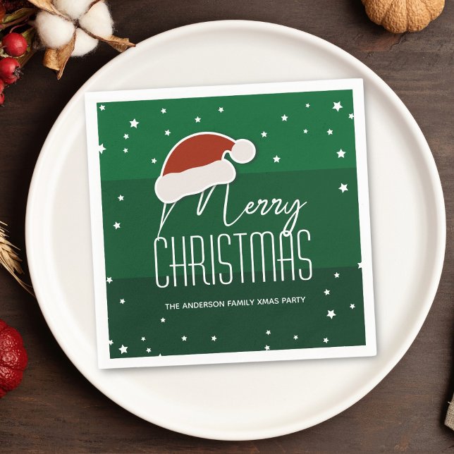 Green Minimalist Typography Merry Christmas Party Napkin (Creator Uploaded)