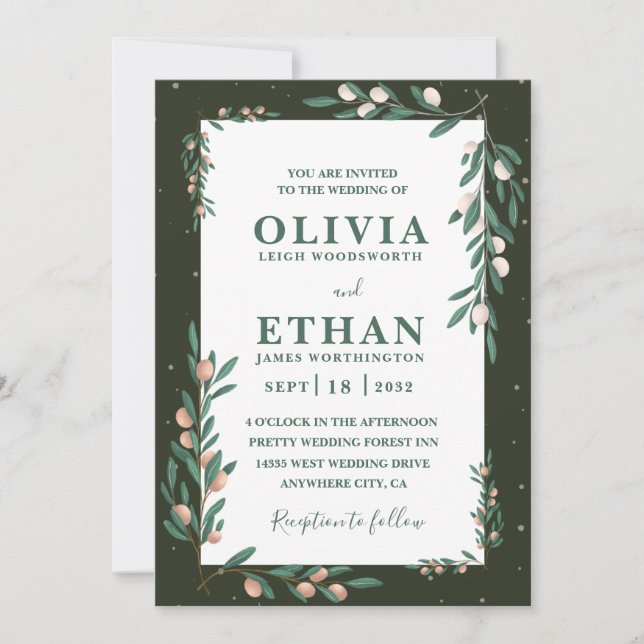 Green Minimalist Wedding  Invitation (Front)