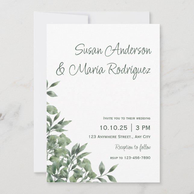 Green Minimalist Wedding Invitation (Front)