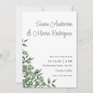 Green Minimalist Wedding Invitation