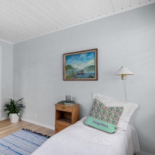 Green mint beige abstract geometric pattern cushion