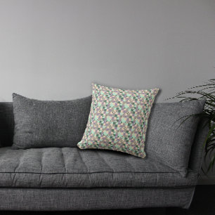 Green mint beige abstract geometric pattern cushion