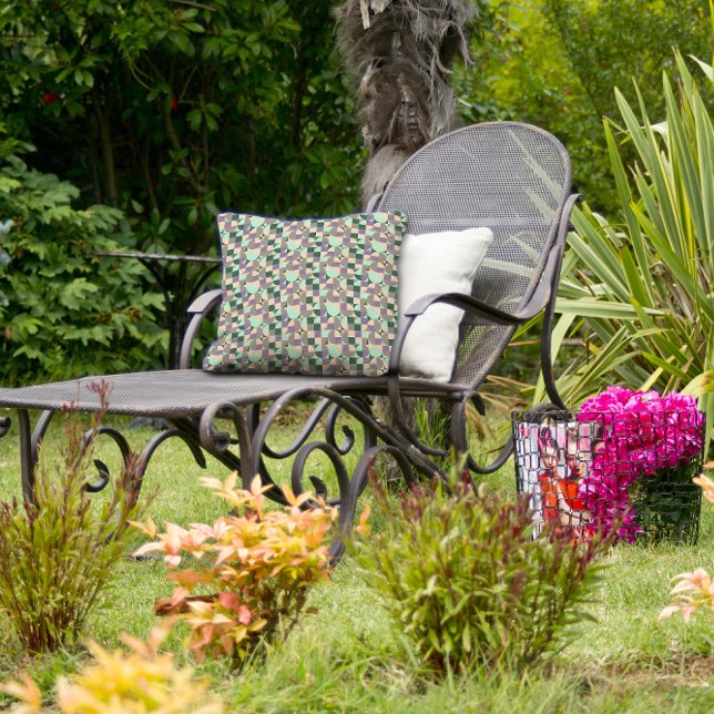 Green mint beige abstract geometric pattern cushion (Creator Uploaded)