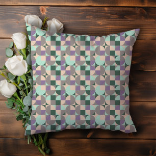 Green mint beige abstract geometric pattern cushion