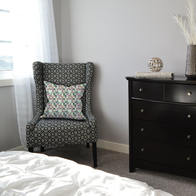 Green mint beige abstract geometric pattern cushion (Creator Uploaded)