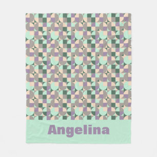Green mint beige abstract geometric pattern name fleece blanket