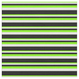 Green, Mint Cream, and Black Stripes Pattern Fabric
