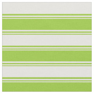 Green & Mint Cream Coloured Lined/Striped Pattern Fabric
