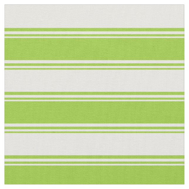 Green & Mint Cream Coloured Lined/Striped Pattern Fabric (Close Up)