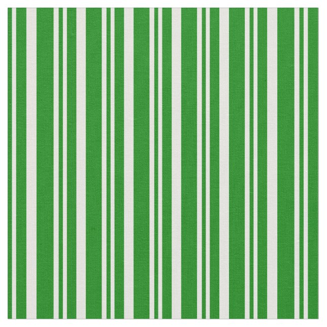 Green & Mint Cream Coloured Striped Pattern Fabric (Close Up)