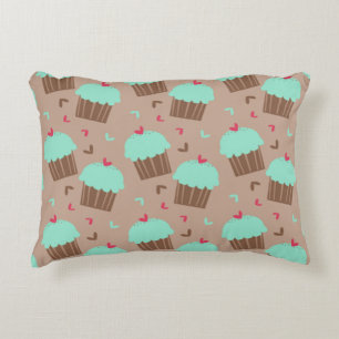 Green Mint Cupcake Decorative Cushion